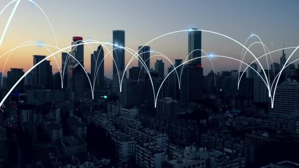 Smart City Und Kommunikations Netzwerkkonzept — Stockvideo