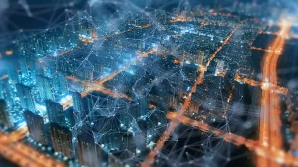 智能连接城市天际线 未来网络概念 城市技术 — 图库视频影像
