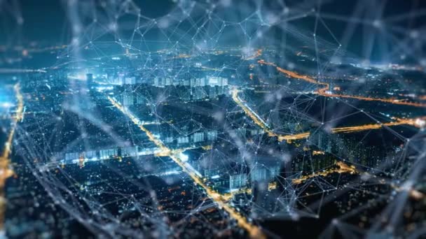 智能连接城市天际线 未来网络概念 城市技术 — 图库视频影像