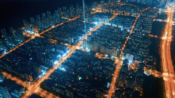 Akıllı Bağlı Şehir Silueti Gelecekçi Konsepti Şehir Teknolojisi — Stok video