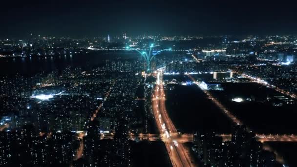 Smart Connected City Skyline Koncept Futuristické Sítě Technologie Města — Stock video