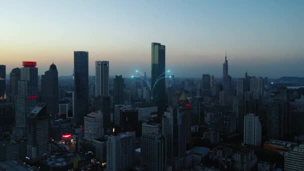 Smart Connected City Skyline Concept Réseau Futuriste Ville Technologie — Video