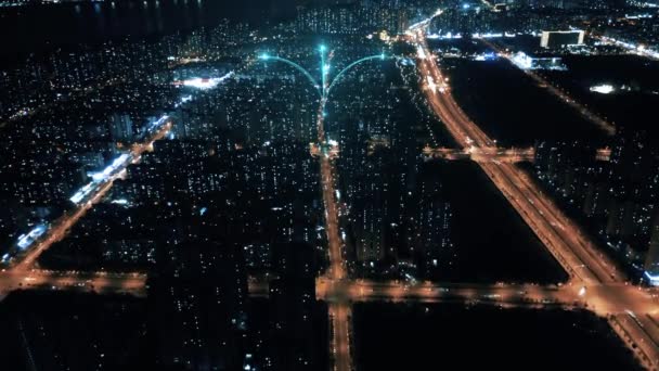 Skyline Ciudad Conectada Inteligente Concepto Red Futurista Ciudad Tecnología — Vídeos de Stock