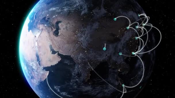 Footage Earth Globe Data Analytics Style Hud Big Data Cyber — Video Stock