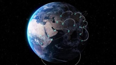 3d footage of earth globe with data analytics style HUD, big data of cyber technology concept