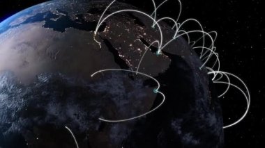 3d footage of earth globe with data analytics style HUD, big data of cyber technology concept