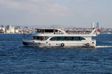 Istanbul, Turkey - November, 13, 2022: passenger boat in the Bosphorus in the Sea of Marmara