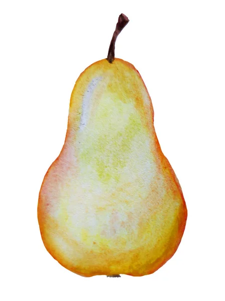 黄色の熟した梨は白い背景に隔離され — ストック写真