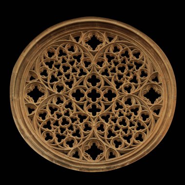 Gotik mimarinin dekoratif dış ayrıntıları. Siyah arkaplanda izole.