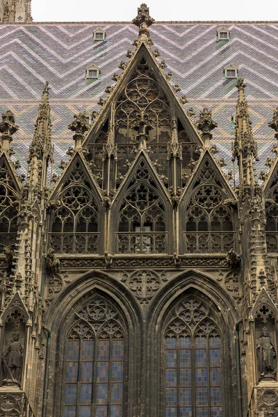 Detalhe Arquitetônico Catedral Santo Estêvão Coração Viena Áustria Fachada Exterior — Fotografia de Stock