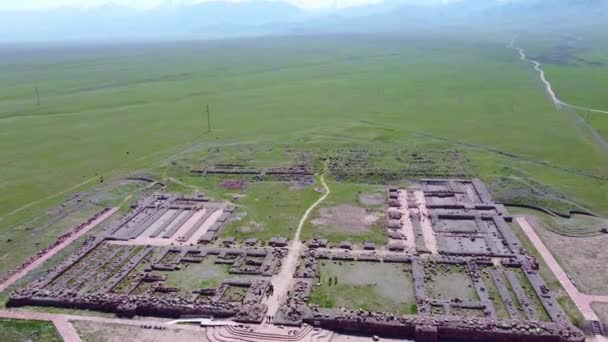 Akyrtas Palace Complex Taraz City Kazakhstan Ruined Walls Ancient Arabic — Vídeo de Stock