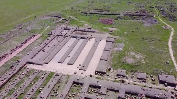 Ερείπια Του Συγκροτήματος Του Παλατιού Taraz Akyyta Αρχαιολογικούς Χώρους Της — Αρχείο Βίντεο