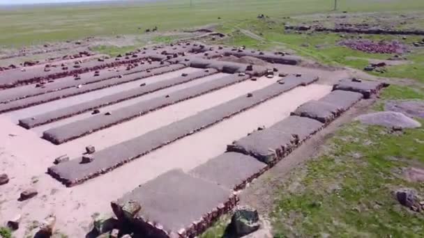 Akyrtas Palace Complex Taraz City Kazakhstan Ruined Walls Ancient Arabic — Vídeos de Stock