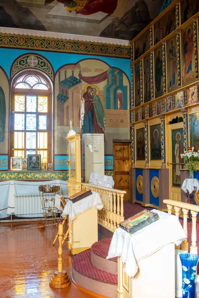 Shymkent Kazakhstan Janeiro 2023 Interior Templo Honra Ícone Mãe Deus — Fotografia de Stock