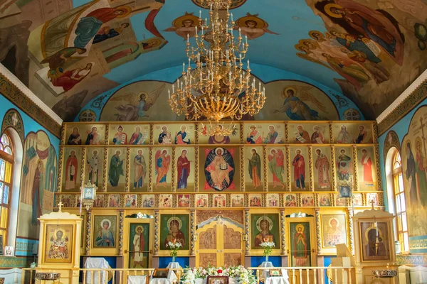 Shymkent Kazakhstan Enero 2023 Interior Del Templo Honor Icono Madre — Foto de Stock