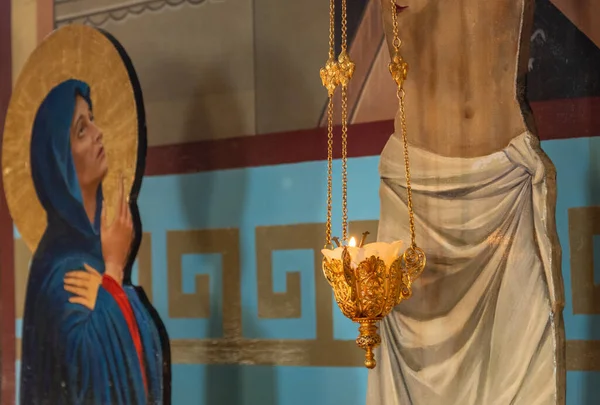 Shymkent Kazakhstan Enero 2023 Antiguo Fresco María Crucifijo Con Una — Foto de Stock
