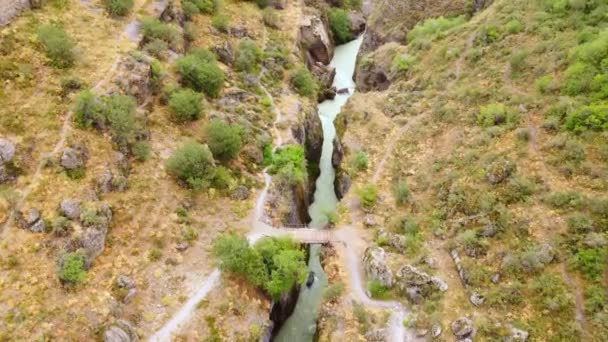 Vista Superior Del Río Aksu Reserva Natural Aksu Zhabagly Hermoso — Vídeos de Stock
