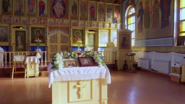 Shymkent Kazakhstan Januari 2023 Antika Ikoner Kyrkan Kazans Guds Moder — Stockvideo