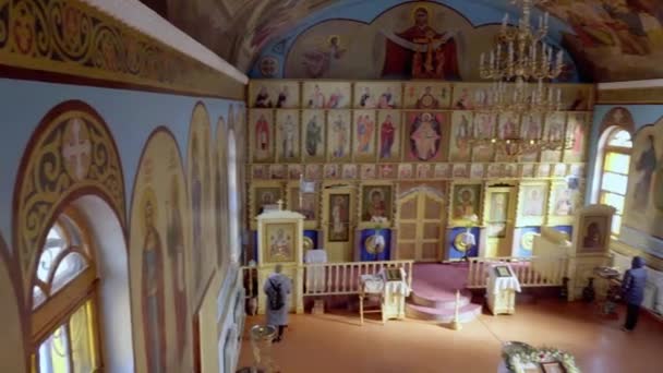 Shymkent Kazakhstan 2023年1月24日 カザン カザフスタンの神の母のアイコンを記念して寺院の内部のパノラマ — ストック動画