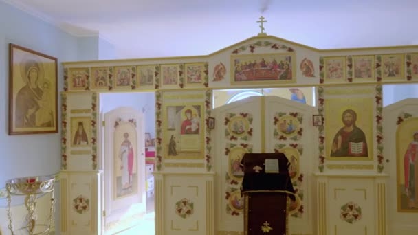 Shymkent Kazakhstan Enero 2023 Altar Del Templo Honor Icono Madre — Vídeo de stock