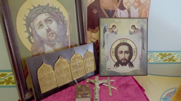 Szymkent Kazakhstan Styczeń 2023 Ukrzyżowanie Jezusa Chrystusa Kościele Matki Bożej — Wideo stockowe