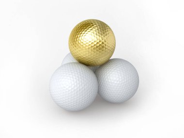 3d render Golfball altın (kırpma yolu)