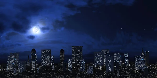 Render City Night Sky Clipping Path — стоковое фото