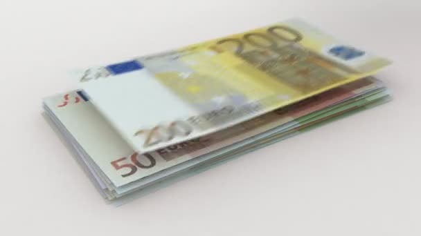 Europäische Währungszählung 100 200 500 Banknoten — Stockvideo