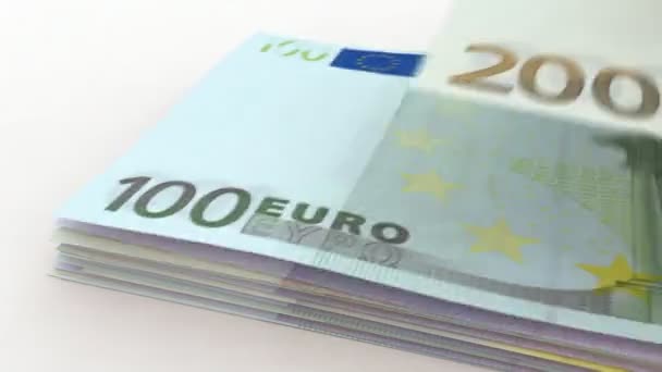 European Currency Counting 100 200 500 Banknote Alpha Channel — Stock Video
