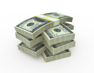3d render 100 dolar banknot (beyaz ve kırpma yolu izole)