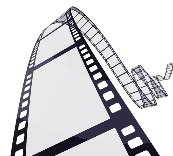 3d render film şeridi (kırpma yolu ve beyaz üzerinde izole)