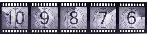 3d render film şeridi geri sayımı (kırpma yolu ve beyaz üzerinde izole)