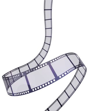 3d render film makarası şeridi (kırpma yolu ve beyaz üzerinde izole)