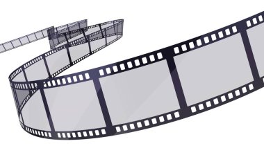 3d render film reel strip (clipping path and isolated on white) clipart