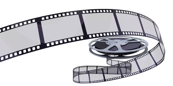 3d render film makarası şeridi (kırpma yolu ve beyaz üzerinde izole)