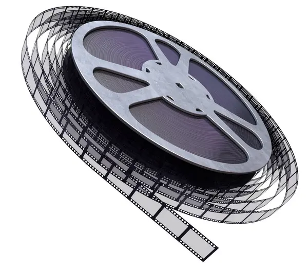 3d render film makarası şeridi (kırpma yolu ve beyaz üzerinde izole)