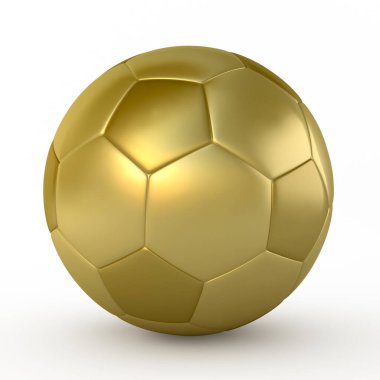 3d render altın futbol topu (beyaz ve kırpma yolunda izole)