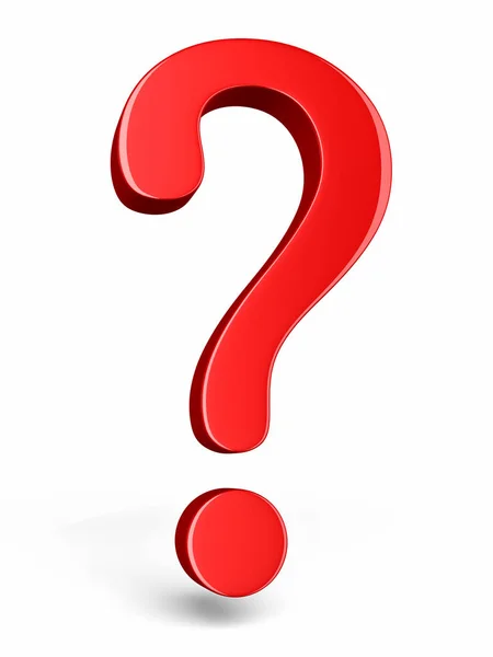 3d render kırmızı soru işareti (beyaz ve kırpma yolunda izole)