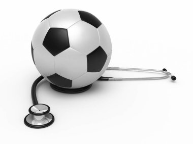 Stetoskop ve futbol topu oluşturma (beyaz ve kırpma yolunda izole edilmiş))