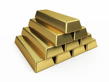 Altın Çubuklar oluşturma (beyaz ve kırpma yolunda izole edilmiş))