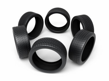 Otomobil lastikleri oluşturma (beyaz ve kırpma yolunda izole edilmiş))