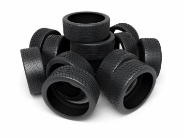 Otomobil lastikleri oluşturma (beyaz ve kırpma yolunda izole edilmiş))