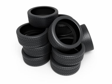 Otomobil lastikleri oluşturma (beyaz ve kırpma yolunda izole edilmiş))