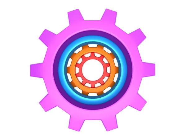 Renkli dişliler oluşturma (beyaz ve kırpma yolu izole)