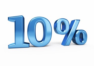 % 10 Bluerender (beyaz ve kırpma yolunda izole edilmiş)
