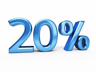 % 20 Mavi render (beyaz ve kırpma yolunda izole)