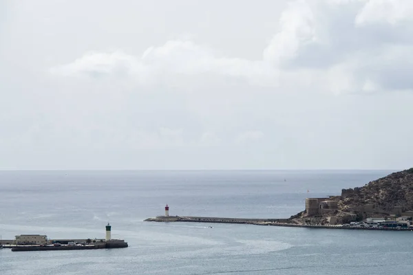 View Port Valletta Malta Lighthouse — стоковое фото