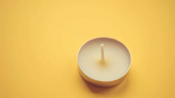 New Candle Yellow Table — Stock Photo, Image