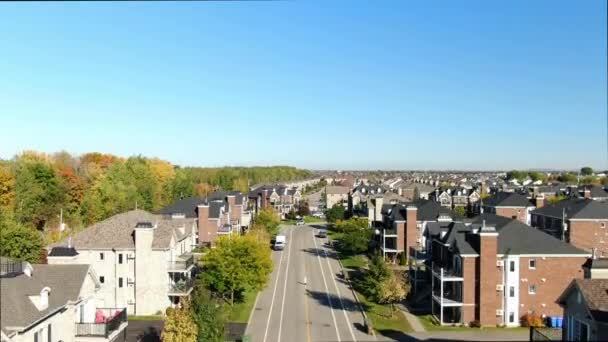 Drone Crane Shot Video Flying Street City Eustache Bright Autumn — Stock Video