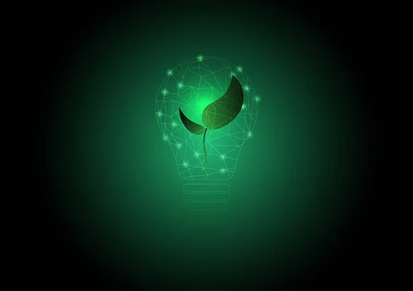 Écologie Environnement Durable Concept Ampoule Polygone Avec Plante Brillante Illustration — Image vectorielle